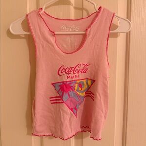 Coca Cola Miami Pink Flamingo Graphic cropped Tank Top